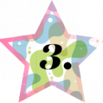 a colorful star holding translucent shapes has the number three inside