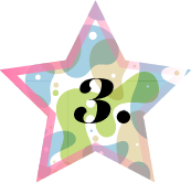 a colorful star holding translucent shapes has the number three inside