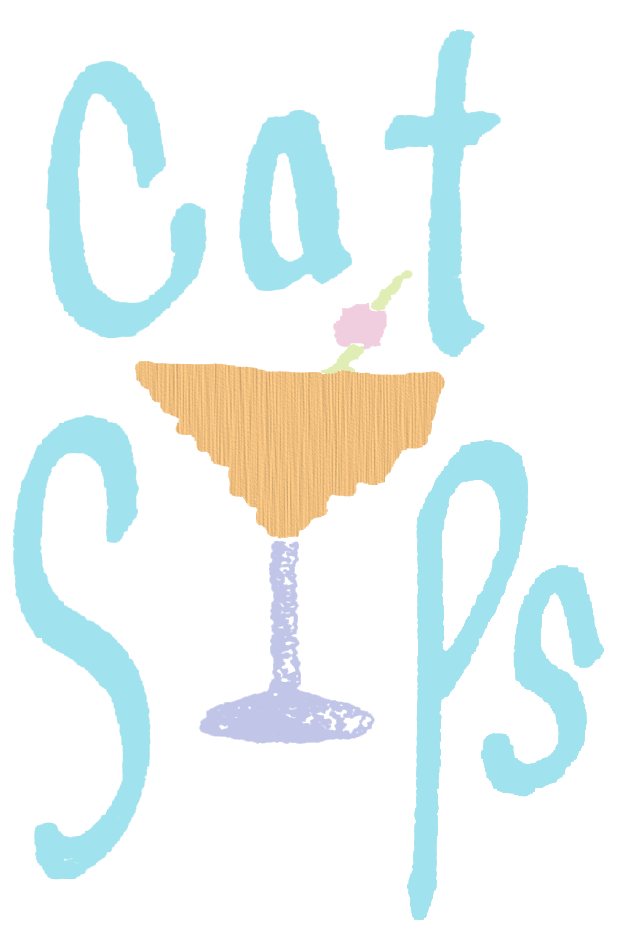 a blue cat sips logo has a martini glass for the i in sips