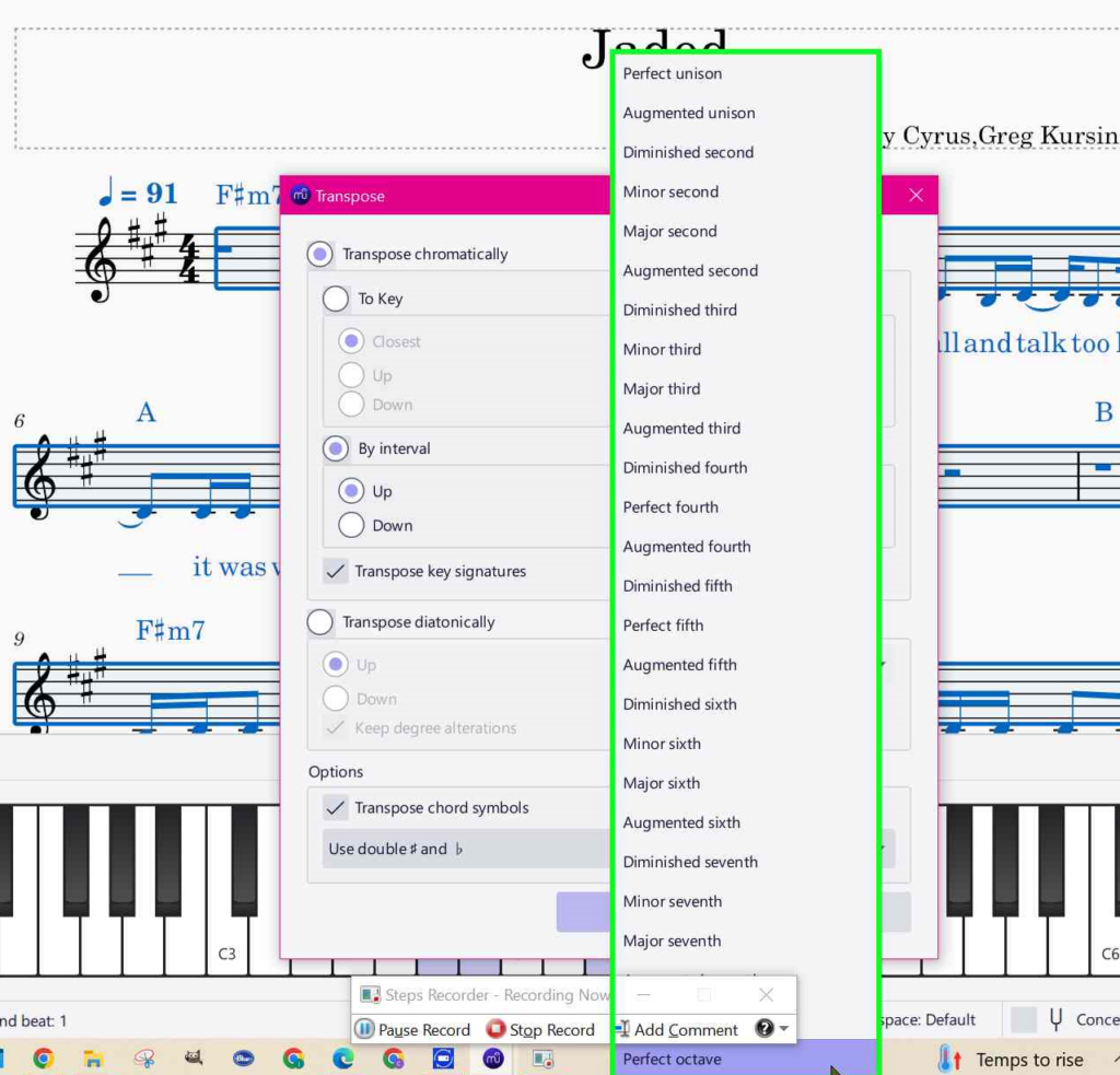 Tools > Transpose > Select By Interval > Perfect Octave