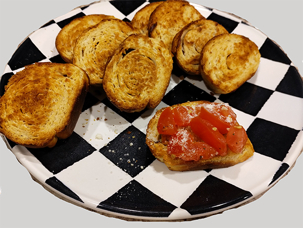 Italian bread and tomato bruschetta.