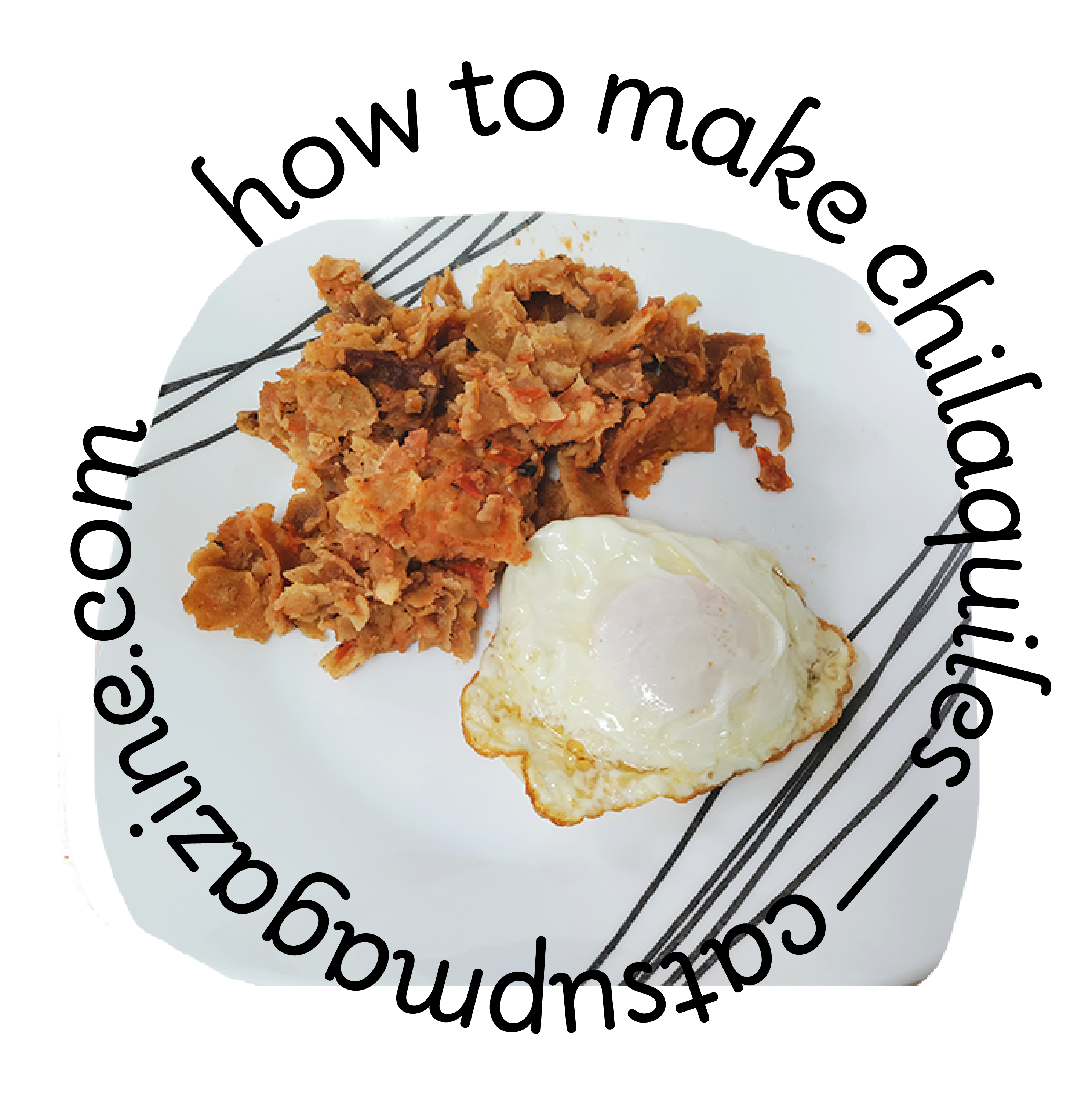aerial view of a plate of chilaquiles next to an overmedium egg